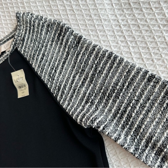 NWT LOFT black and gray raglan striped sleeves shift dress - Picture 5 of 8